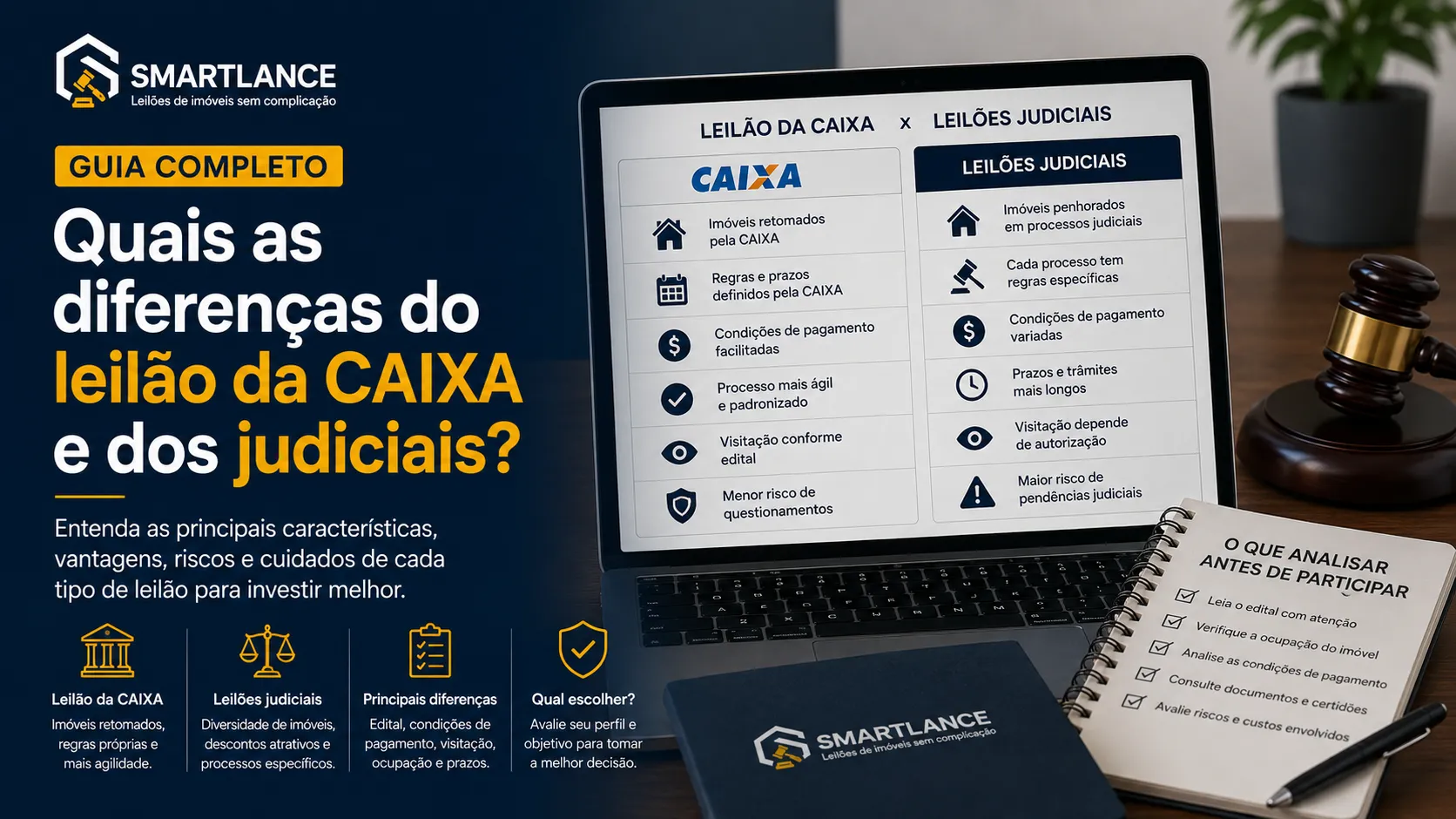 Quais as diferenças do leilão da CAIXA e dos judiciais?